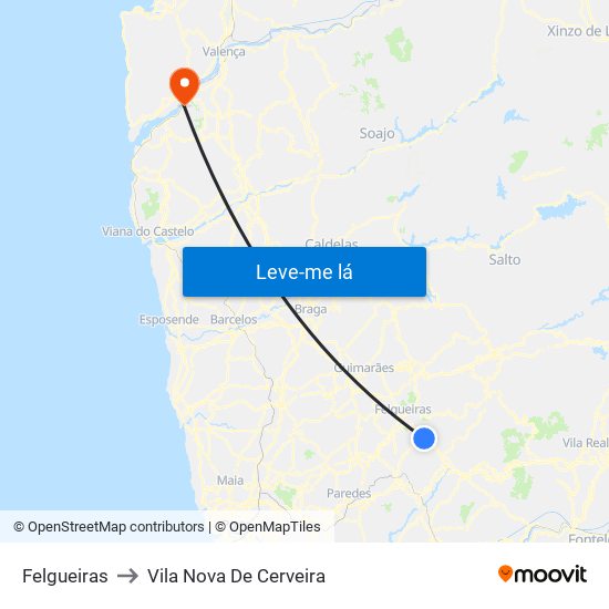 Felgueiras to Vila Nova De Cerveira map