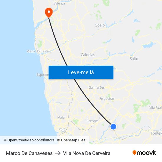 Marco De Canaveses to Vila Nova De Cerveira map