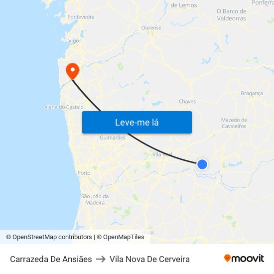 Carrazeda De Ansiães to Vila Nova De Cerveira map