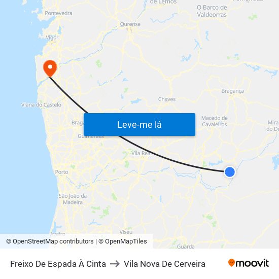 Freixo De Espada À Cinta to Vila Nova De Cerveira map