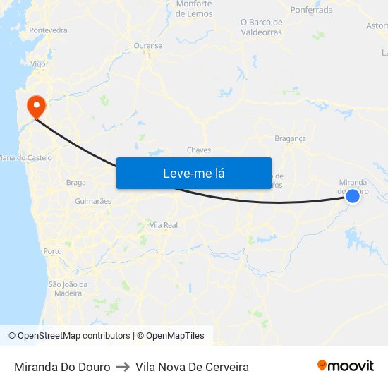 Miranda Do Douro to Vila Nova De Cerveira map