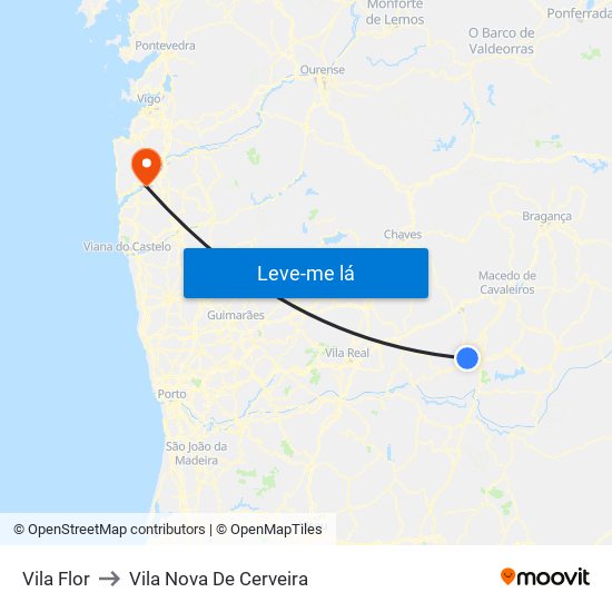 Vila Flor to Vila Nova De Cerveira map