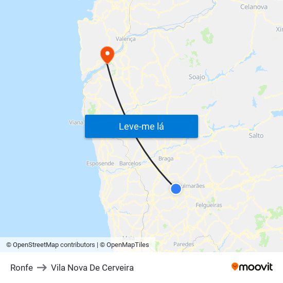 Ronfe to Vila Nova De Cerveira map