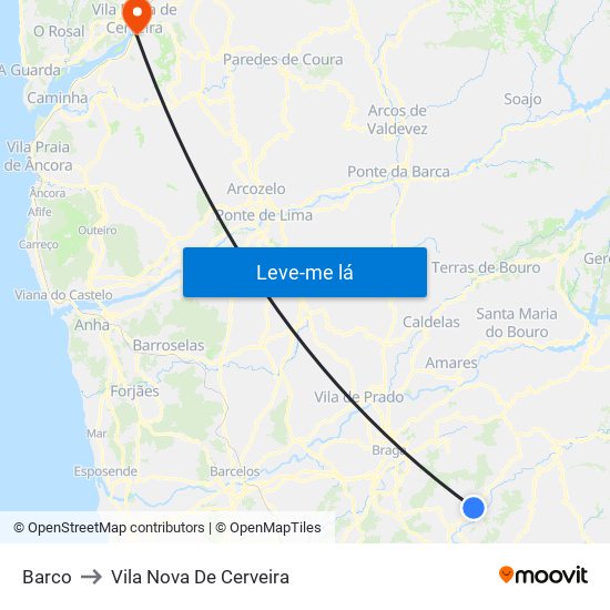 Barco to Vila Nova De Cerveira map