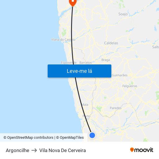 Argoncilhe to Vila Nova De Cerveira map