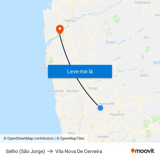 Selho (São Jorge) to Vila Nova De Cerveira map