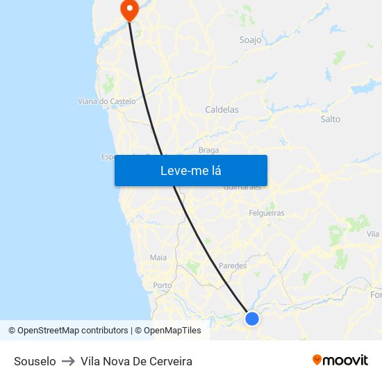 Souselo to Vila Nova De Cerveira map