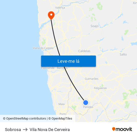 Sobrosa to Vila Nova De Cerveira map