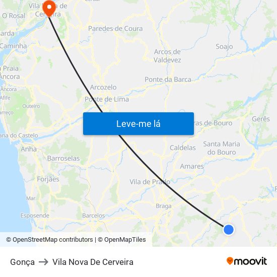 Gonça to Vila Nova De Cerveira map