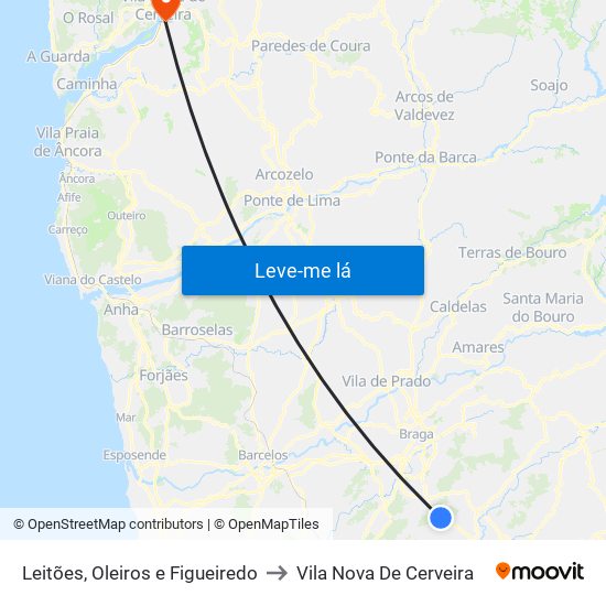 Leitões, Oleiros e Figueiredo to Vila Nova De Cerveira map