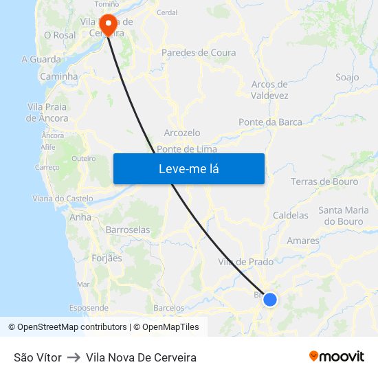 São Vítor to Vila Nova De Cerveira map