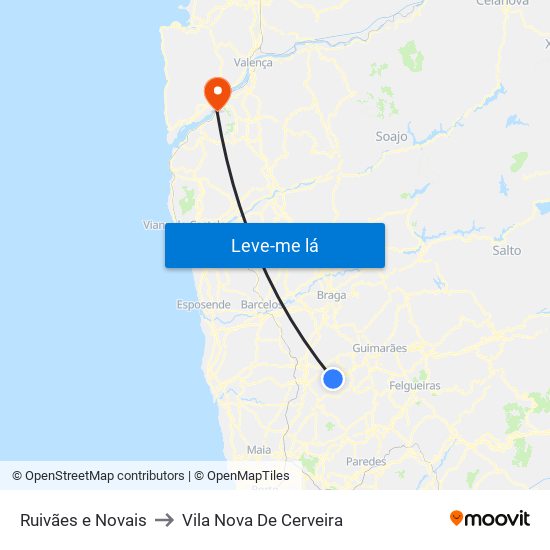 Ruivães e Novais to Vila Nova De Cerveira map