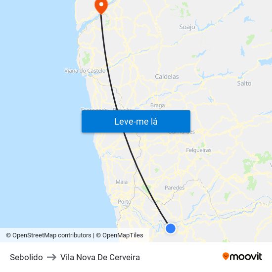 Sebolido to Vila Nova De Cerveira map