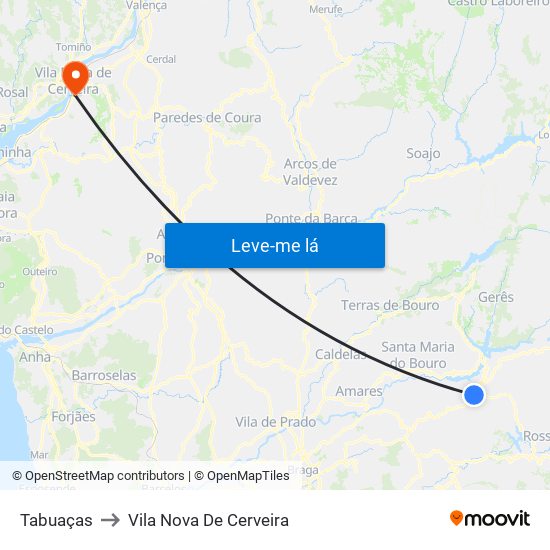 Tabuaças to Vila Nova De Cerveira map