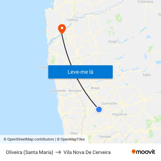 Oliveira (Santa Maria) to Vila Nova De Cerveira map