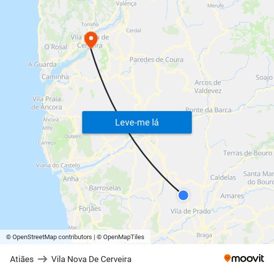 Atiães to Vila Nova De Cerveira map