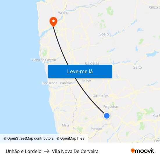 Unhão e Lordelo to Vila Nova De Cerveira map