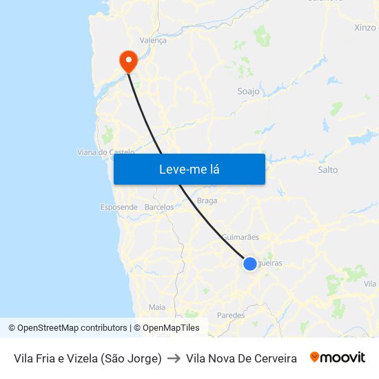 Vila Fria e Vizela (São Jorge) to Vila Nova De Cerveira map