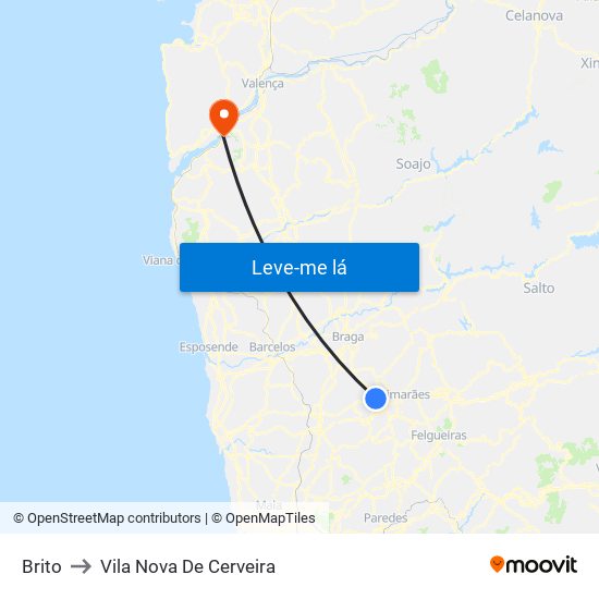 Brito to Vila Nova De Cerveira map