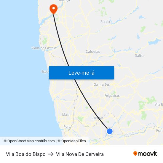 Vila Boa do Bispo to Vila Nova De Cerveira map
