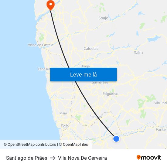 Santiago de Piães to Vila Nova De Cerveira map