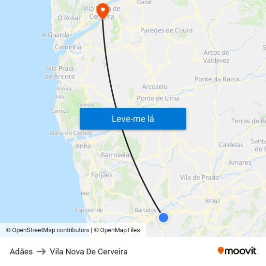 Adães to Vila Nova De Cerveira map