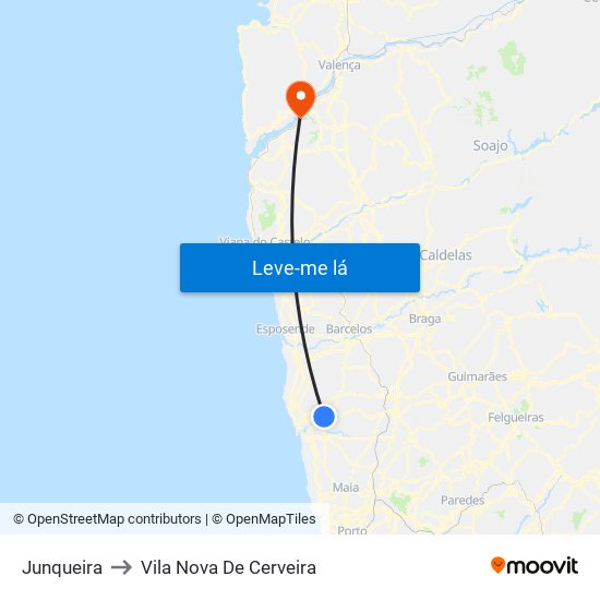 Junqueira to Vila Nova De Cerveira map
