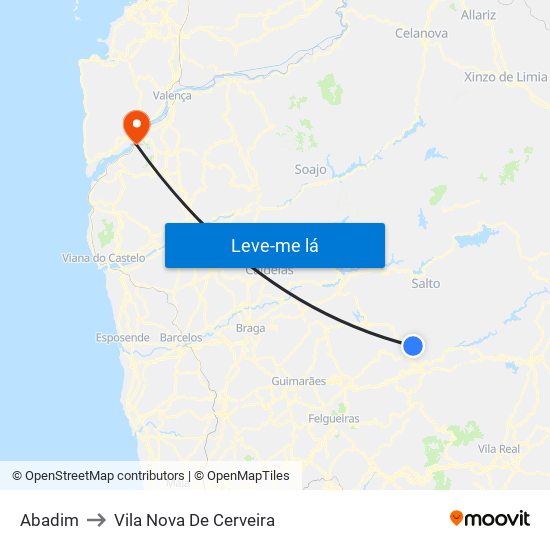 Abadim to Vila Nova De Cerveira map