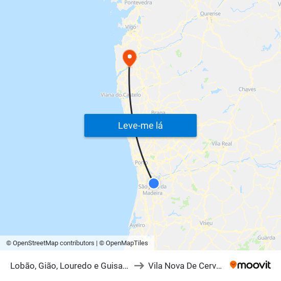Lobão, Gião, Louredo e Guisande to Vila Nova De Cerveira map