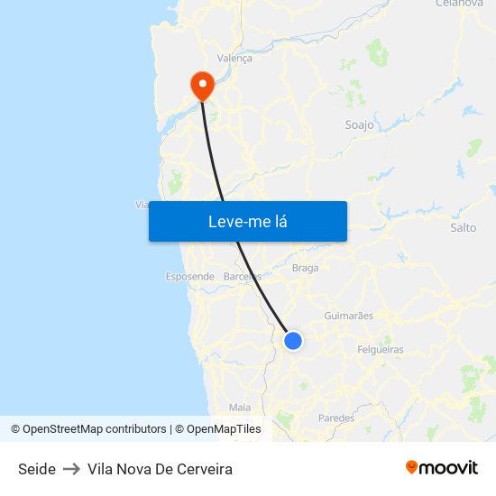 Seide to Vila Nova De Cerveira map