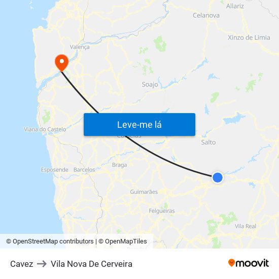 Cavez to Vila Nova De Cerveira map