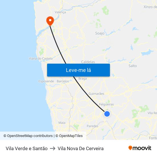 Vila Verde e Santão to Vila Nova De Cerveira map