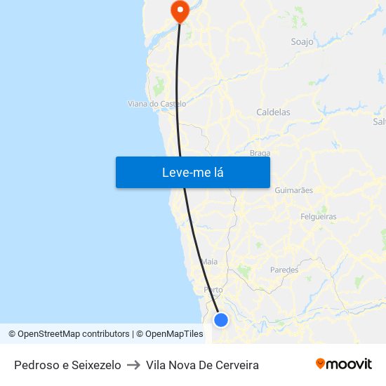 Pedroso e Seixezelo to Vila Nova De Cerveira map