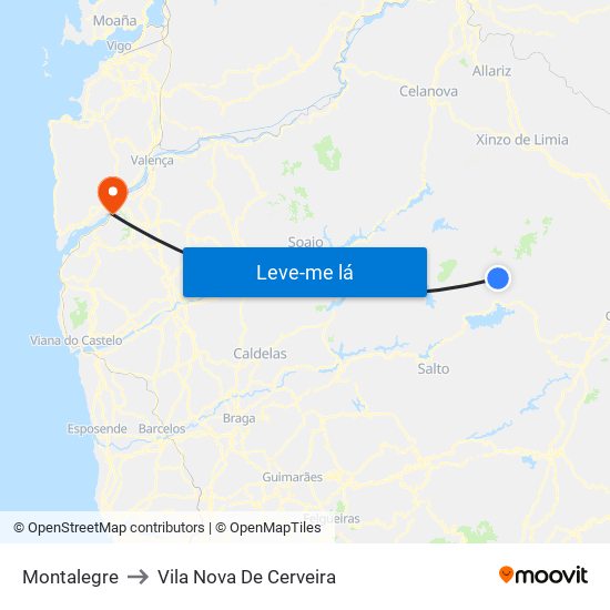 Montalegre to Vila Nova De Cerveira map