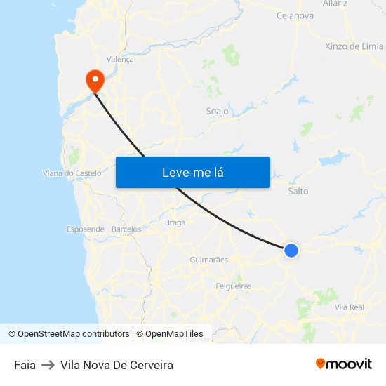 Faia to Vila Nova De Cerveira map