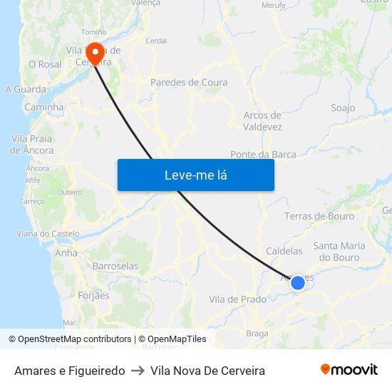 Amares e Figueiredo to Vila Nova De Cerveira map