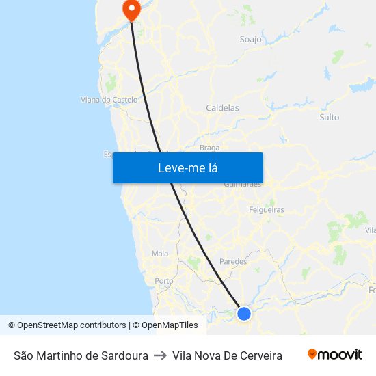 São Martinho de Sardoura to Vila Nova De Cerveira map