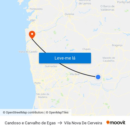 Candoso e Carvalho de Egas to Vila Nova De Cerveira map