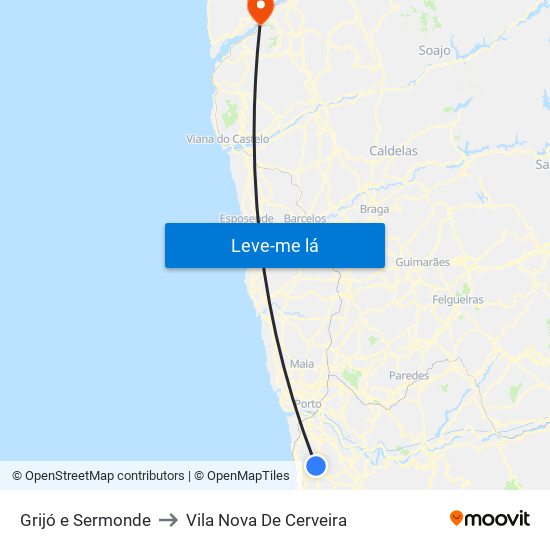 Grijó e Sermonde to Vila Nova De Cerveira map
