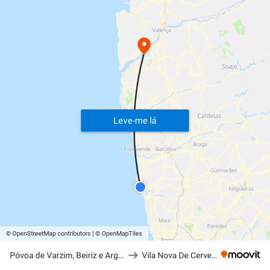 Póvoa de Varzim, Beiriz e Argivai to Vila Nova De Cerveira map