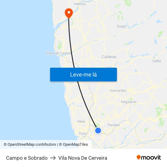 Campo e Sobrado to Vila Nova De Cerveira map