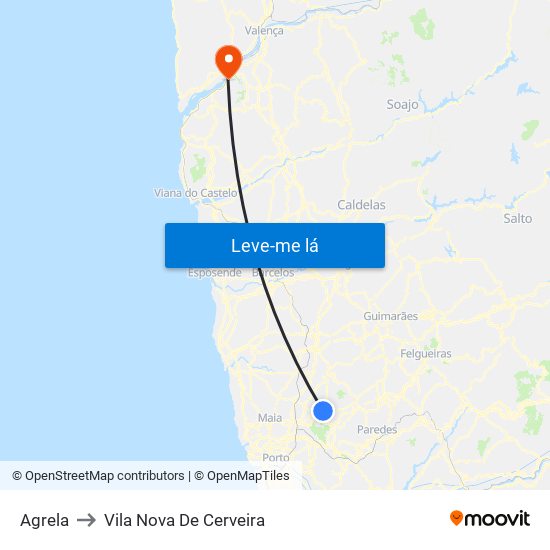 Agrela to Vila Nova De Cerveira map