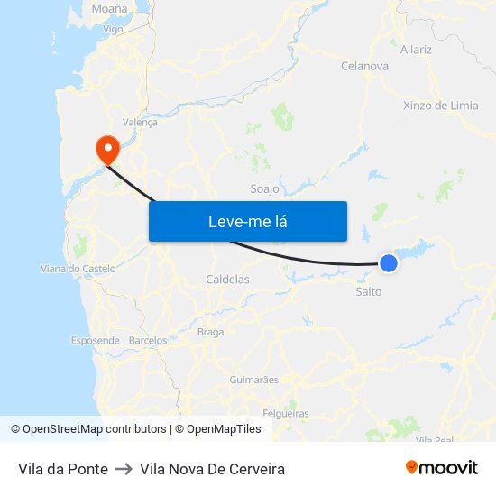 Vila da Ponte to Vila Nova De Cerveira map