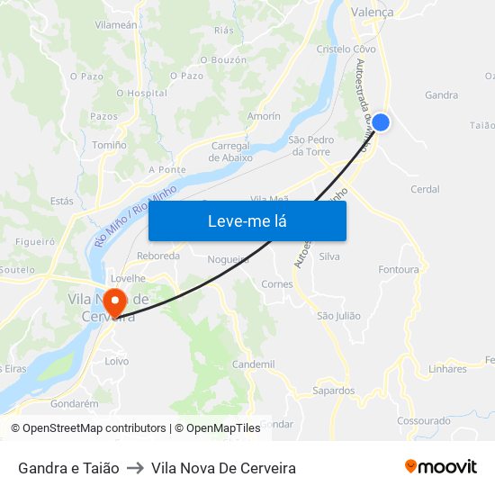Gandra e Taião to Vila Nova De Cerveira map