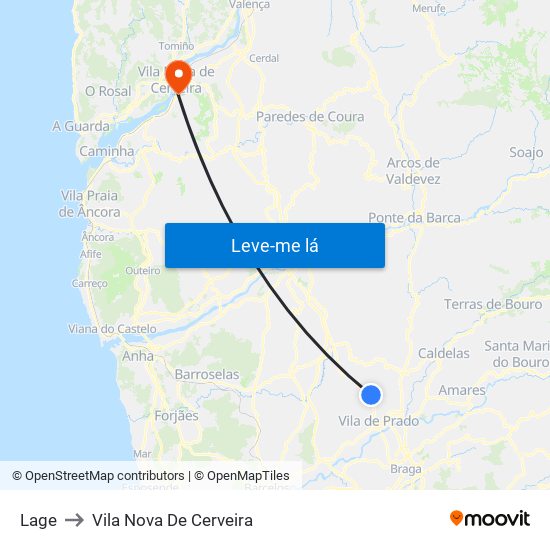 Lage to Vila Nova De Cerveira map