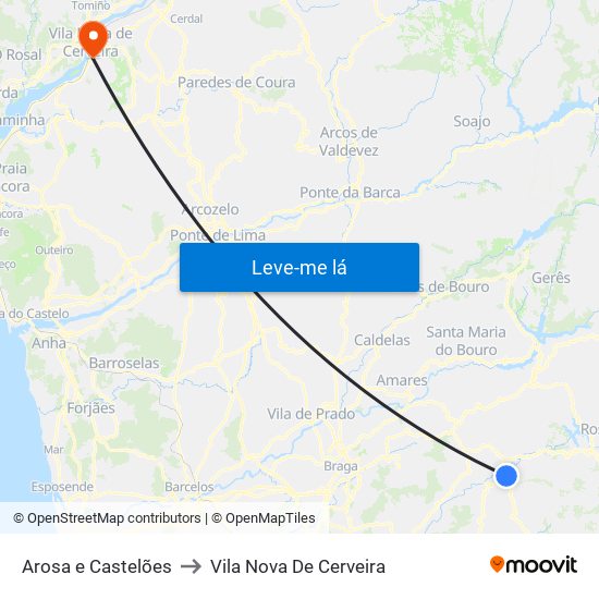 Arosa e Castelões to Vila Nova De Cerveira map