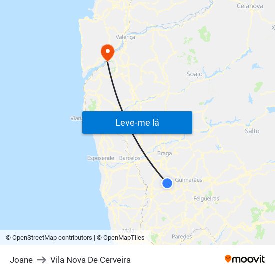 Joane to Vila Nova De Cerveira map