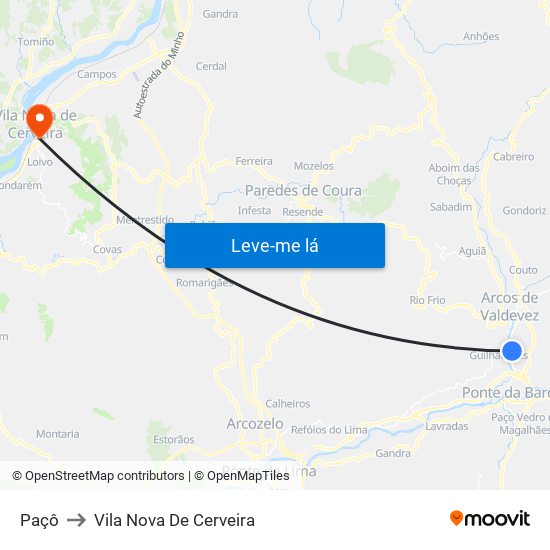 Paçô to Vila Nova De Cerveira map