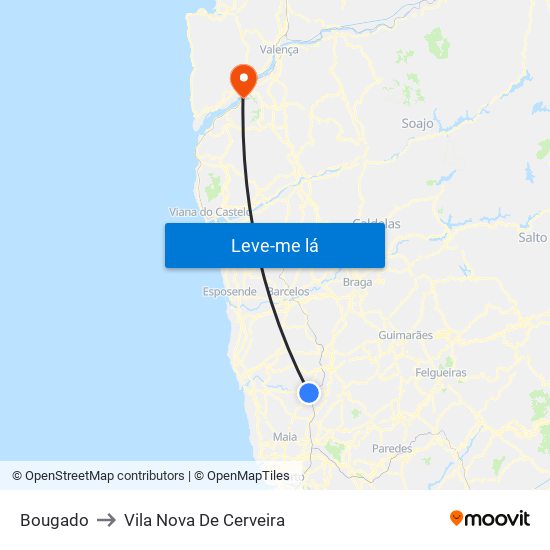 Bougado to Vila Nova De Cerveira map