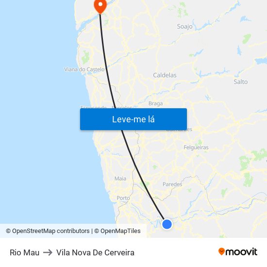 Rio Mau to Vila Nova De Cerveira map